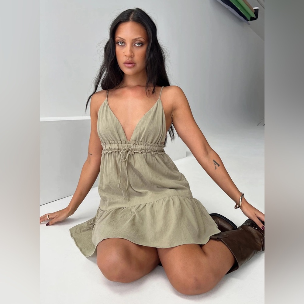 Princess Polly DIONNE MINI DRESS OLIVE
